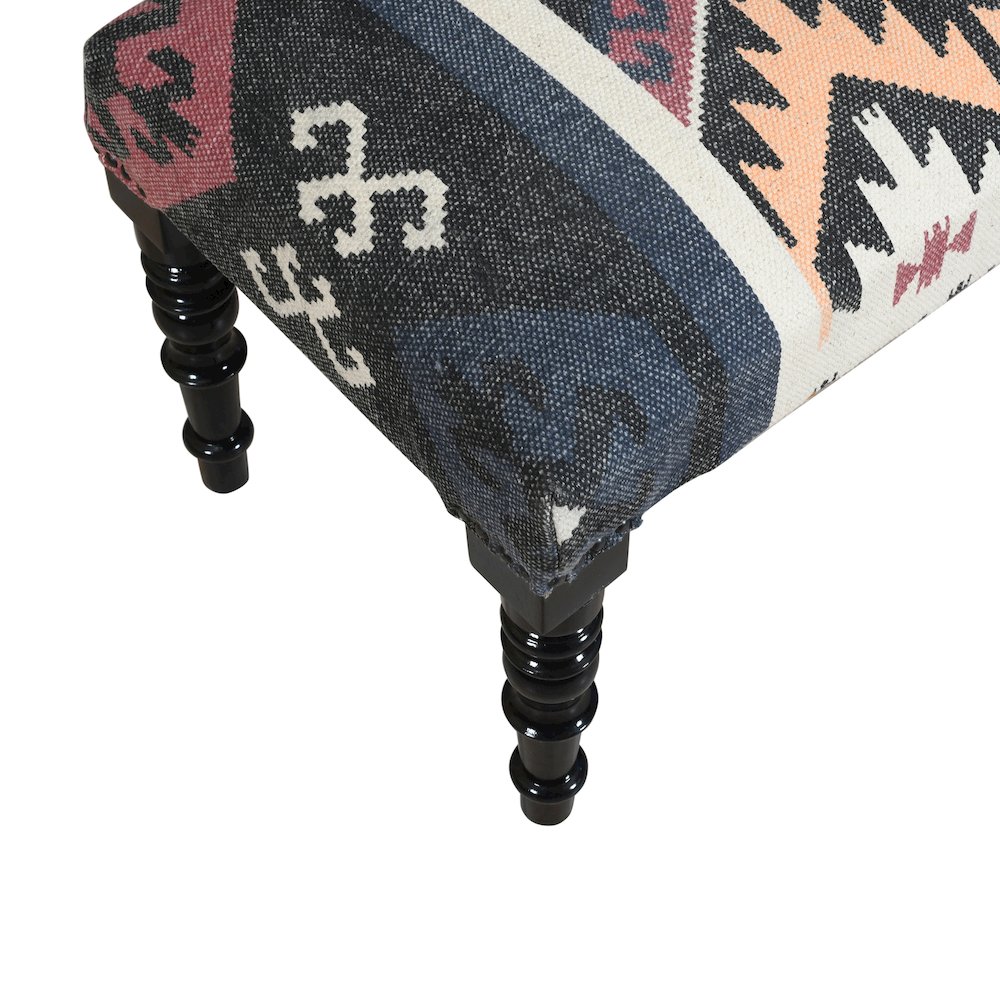 Accent Bench Painted Black Finish in Black/Multicolored, 47" L x 16" W x 18" H. Picture 6