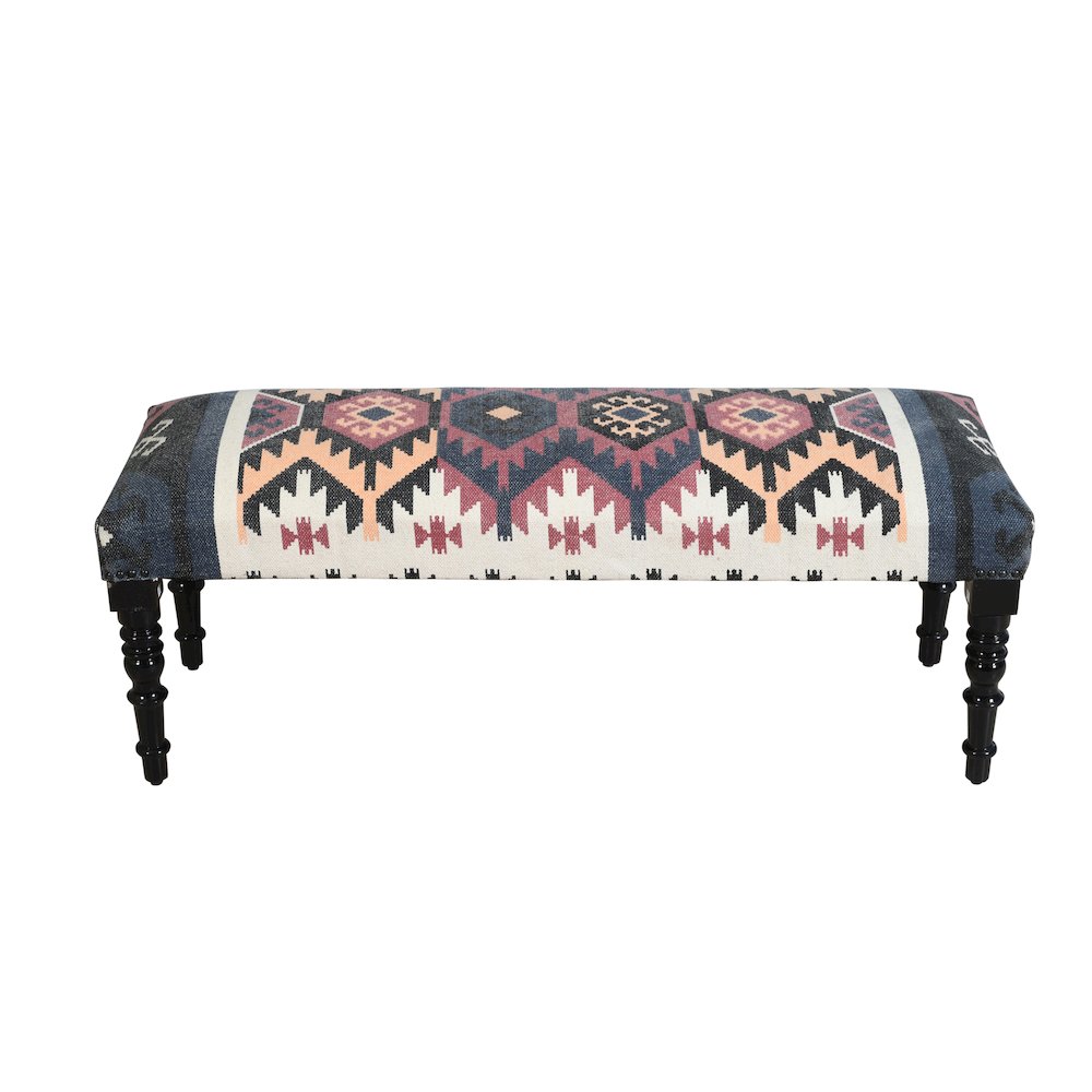Accent Bench Painted Black Finish in Black/Multicolored, 47" L x 16" W x 18" H. Picture 8