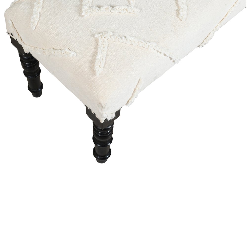 Anastasia Accent Bench Painted Black Finish in Ivory, 47" W x 16" D x 18" H. Picture 3