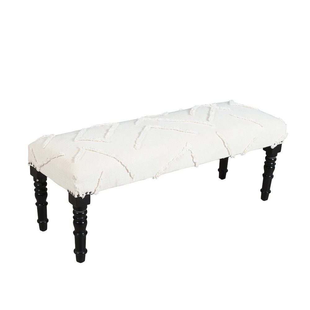 Anastasia Accent Bench Painted Black Finish in Ivory, 47" W x 16" D x 18" H. Picture 5