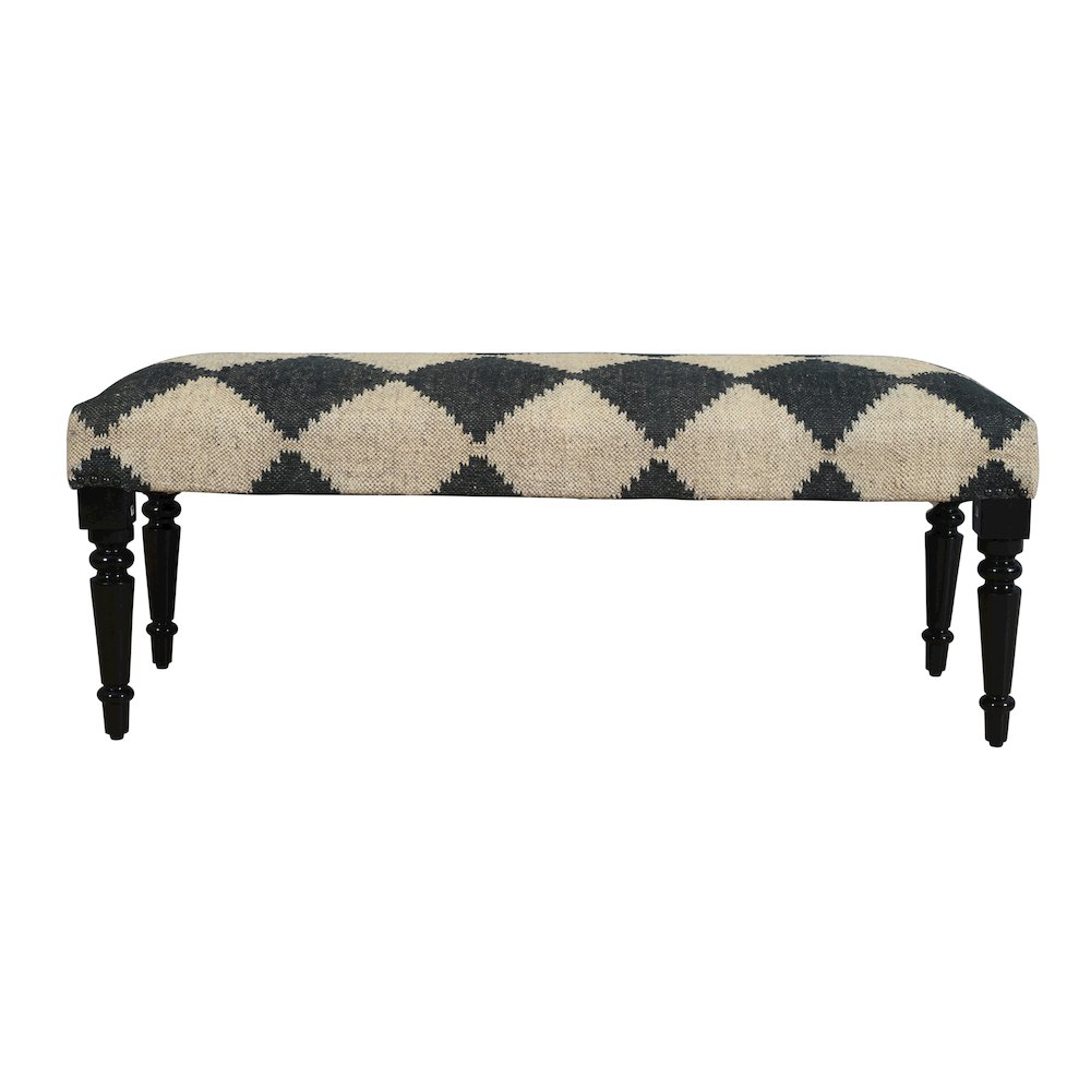 Alexei Accent Bench Painted Black Finish in Black/Cream, 47" L x 16" W x 18" H. Picture 1