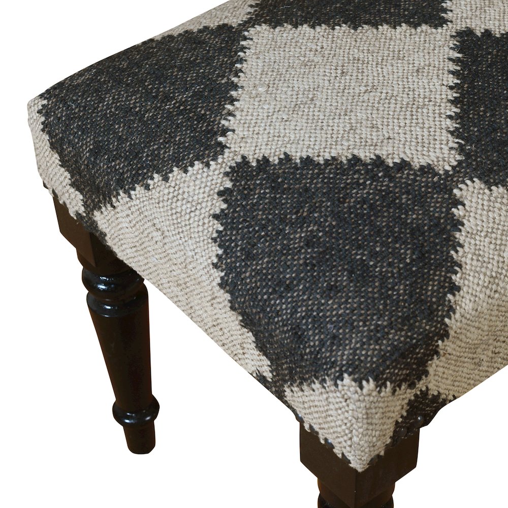 Alexei Accent Bench Painted Black Finish in Black/Cream, 47" L x 16" W x 18" H. Picture 5