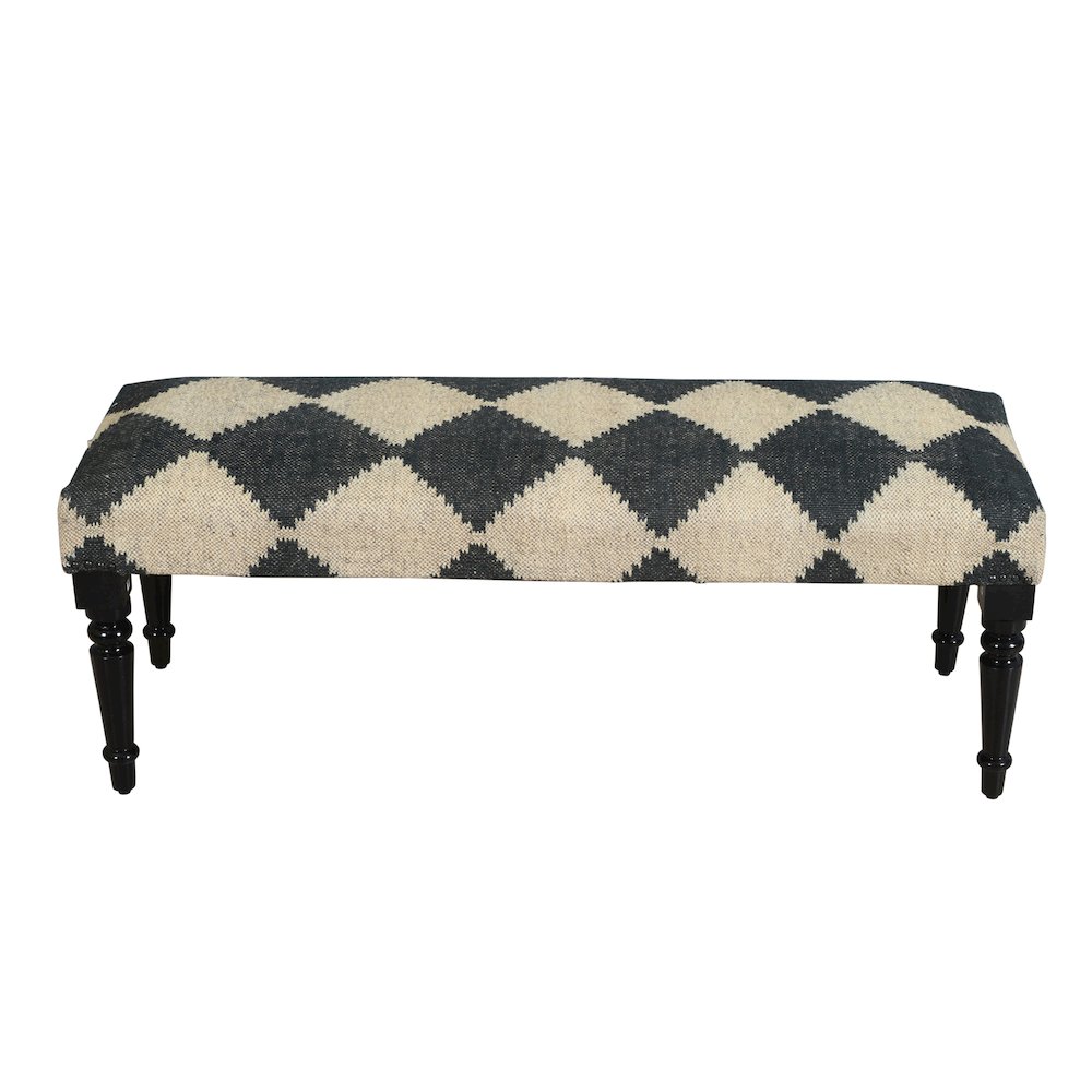 Alexei Accent Bench Painted Black Finish in Black/Cream, 47" L x 16" W x 18" H. Picture 7