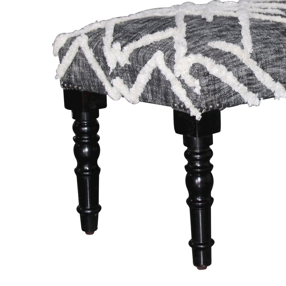 Alexei Accent Bench Painted Black Finish in Black/White, 47" L x 16" W x 18" H. Picture 3