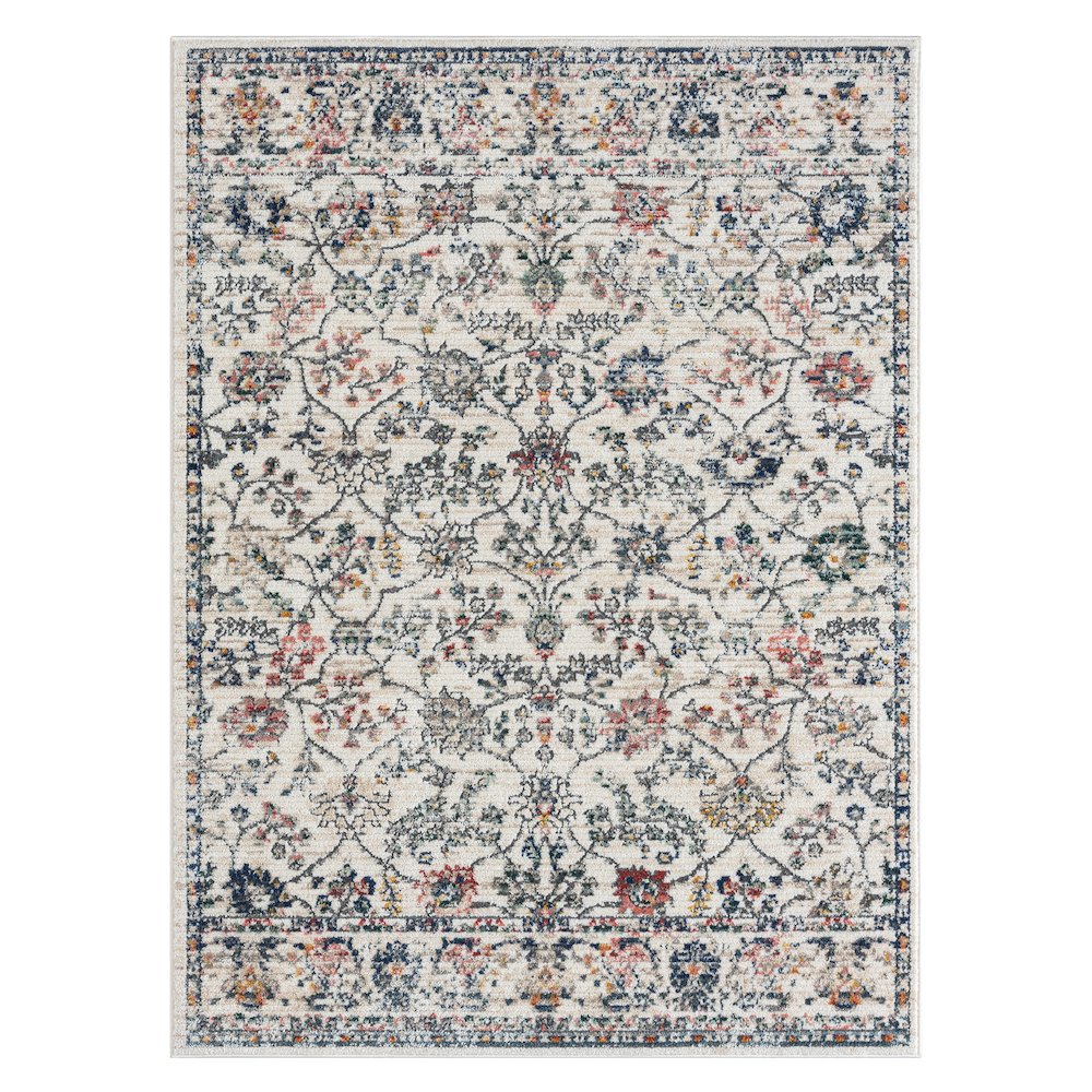 Bristol Performance Blend Area Rug Indoor in Ivory/Multicolored, 5' x 7'. Picture 1