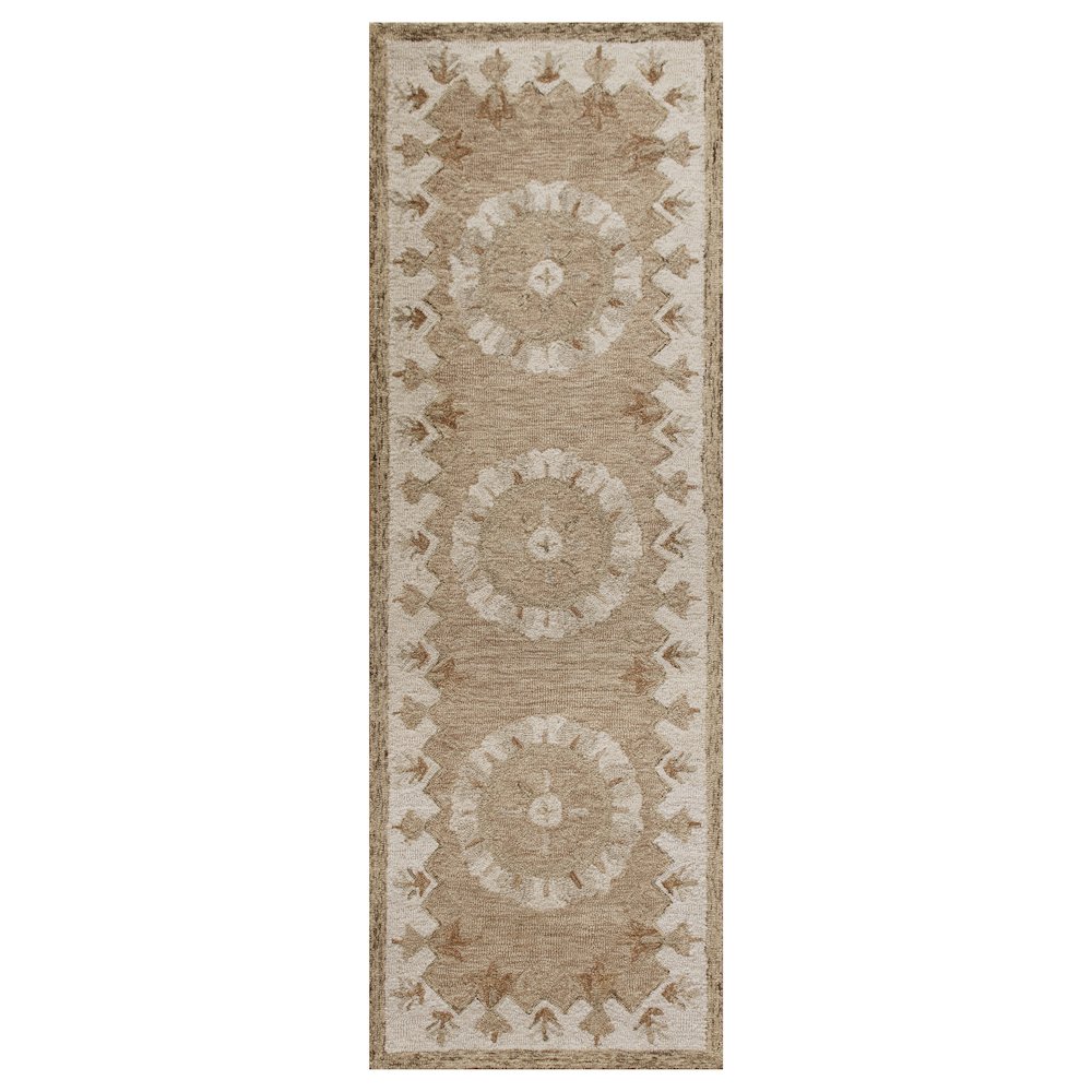 Bella Rose Wool Area Rug Indoor in Beige/Brown, 2'3" x 6'9". Picture 1