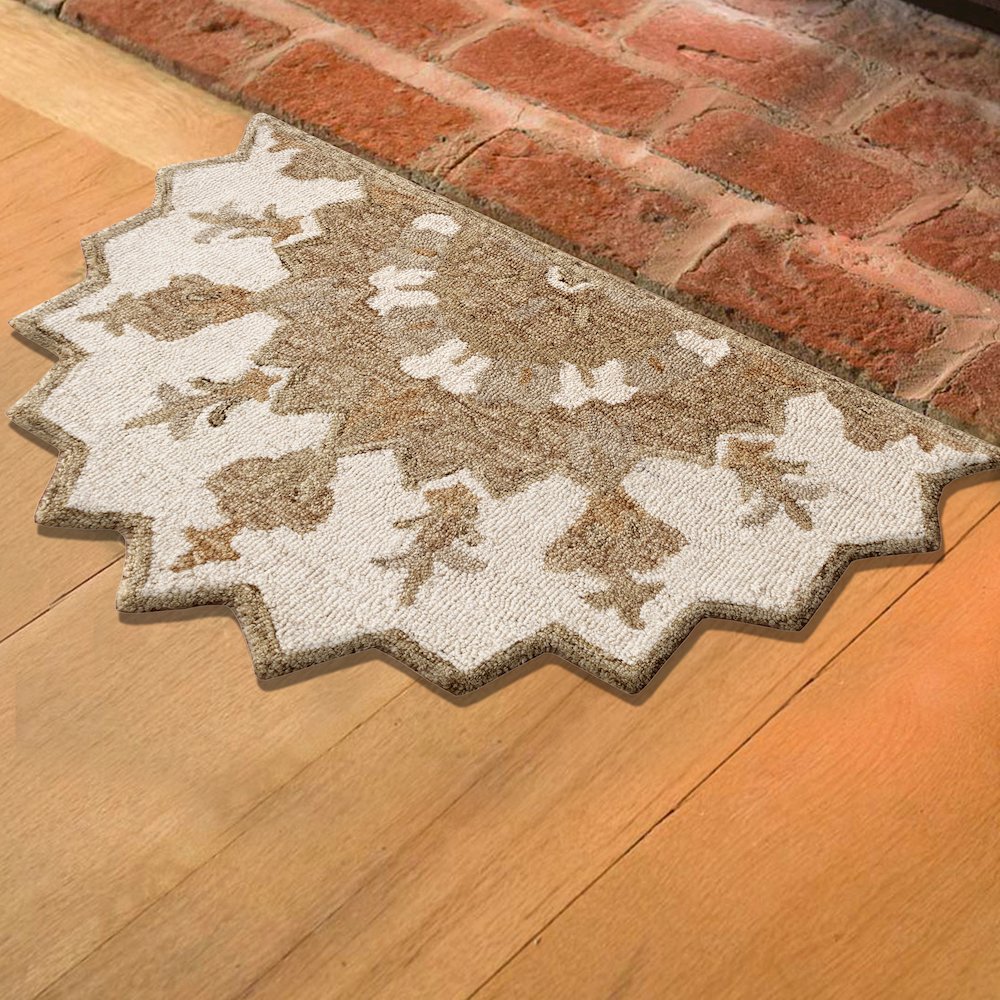 Bella Rose Wool Area Rug Indoor in Beige/Brown, 2'3" x 3'10" Hearth. Picture 6