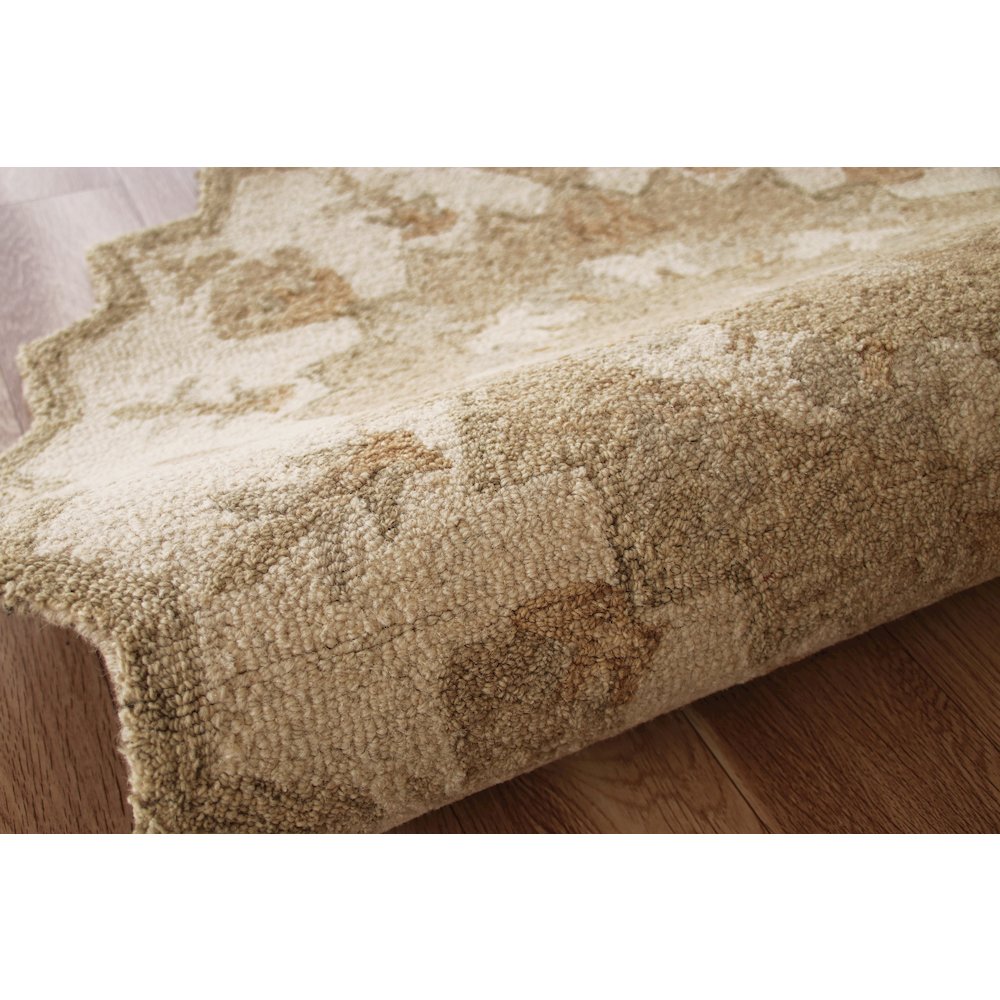 Bella Rose Wool Area Rug Indoor in Beige/Cream, 3' Round. Picture 4