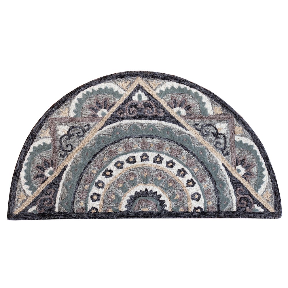 Bella Rose Wool Area Rug Indoor in Gray/Blue, 2'3" x 3'10" Hearth. Picture 1