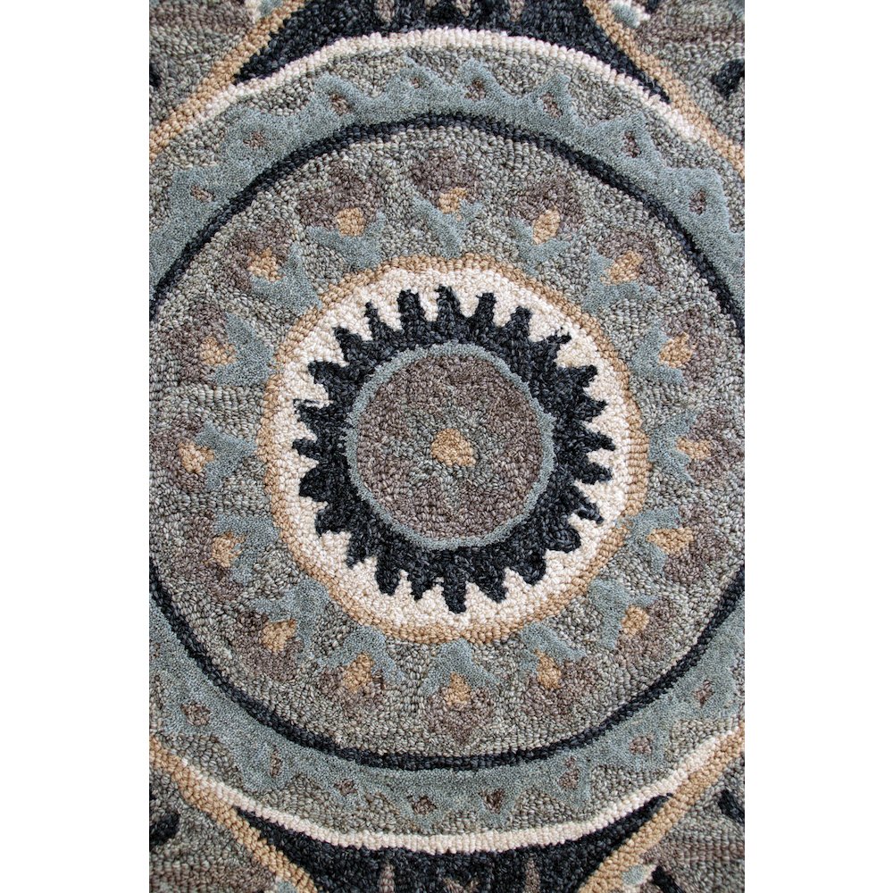 Bella Rose Wool Area Rug Indoor in Gray/Blue, 3' Round. Picture 2