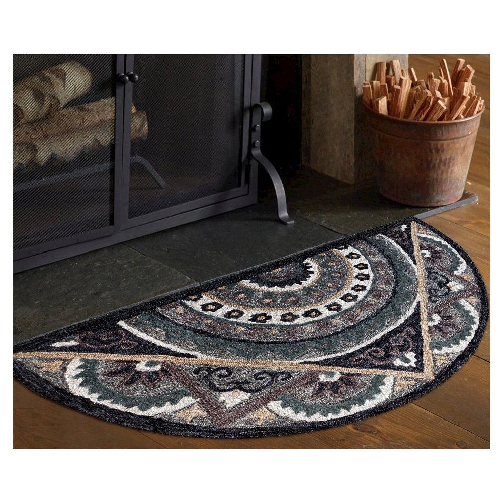 Bella Rose Wool Area Rug Indoor in Gray/Blue, 2'3" x 3'10" Hearth. Picture 2