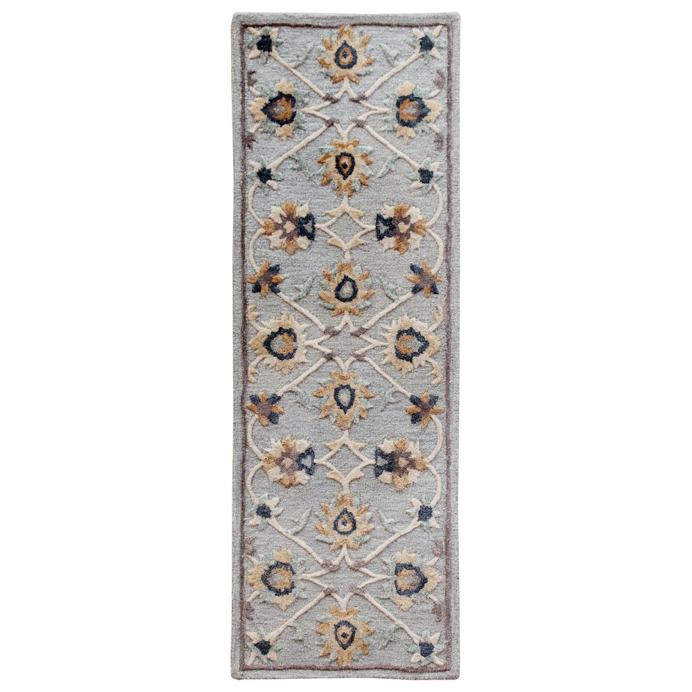 Bella Rose Wool Area Rug Indoor in Blue/Gray, 2'3" x 6'9". Picture 1