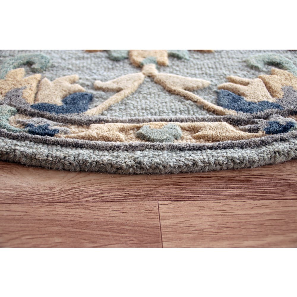 Bella Rose Wool Area Rug Indoor in Blue/Gray, 2'3" x 3'10" Hearth. Picture 3