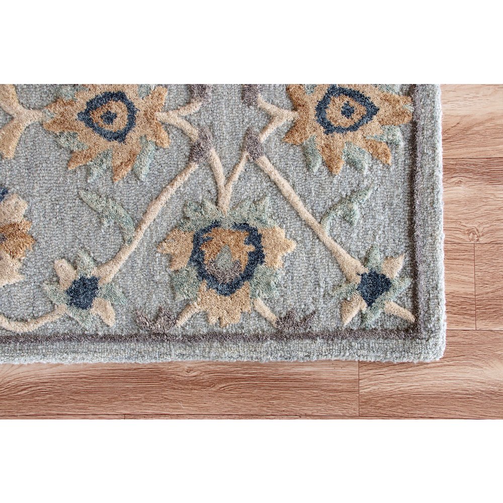 Bella Rose Wool Area Rug Indoor in Blue/Gray, 2'3" x 6'9". Picture 5