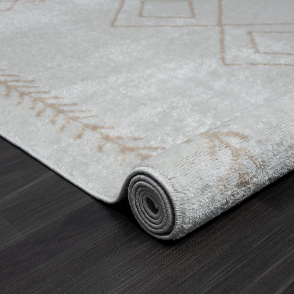 Calgary Durable Performance Area Rug Indoor in Cream/Gray, 5' x 7'. Picture 4