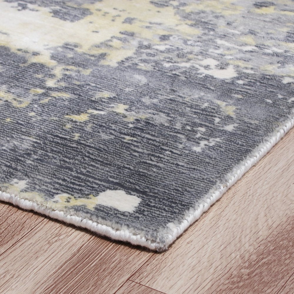Calypso Viscose Blend Area Rug Indoor in Gray/Yellow, 2' x 3'. Picture 3