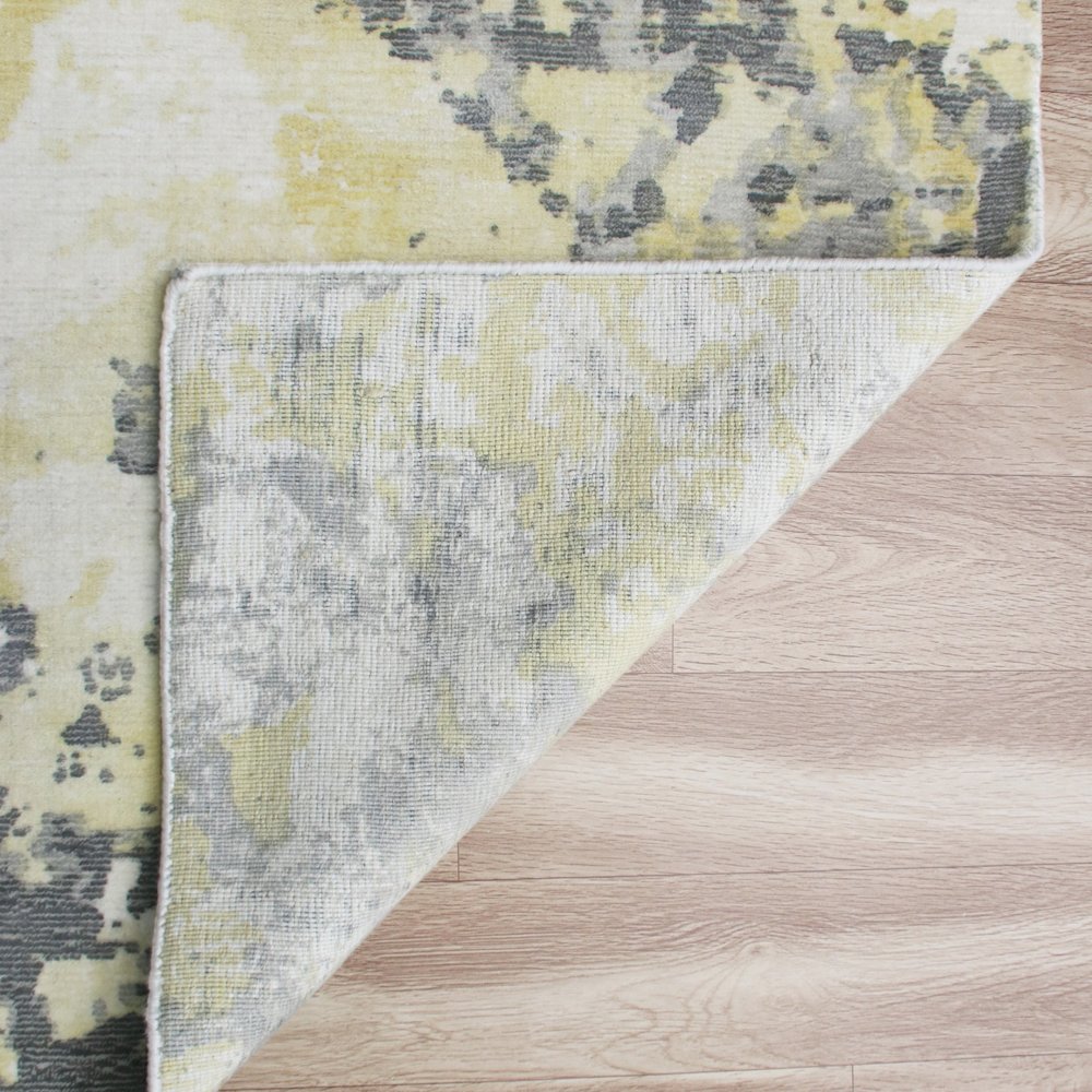 Calypso Viscose Blend Area Rug Indoor in Gray/Yellow, 2' x 3'. Picture 4