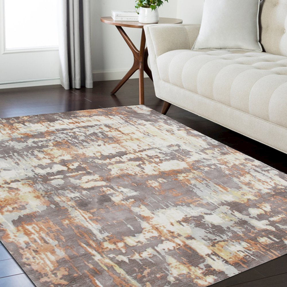 Calypso Viscose Blend Area Rug Indoor in Brown/Gray, 2' x 3'. Picture 7