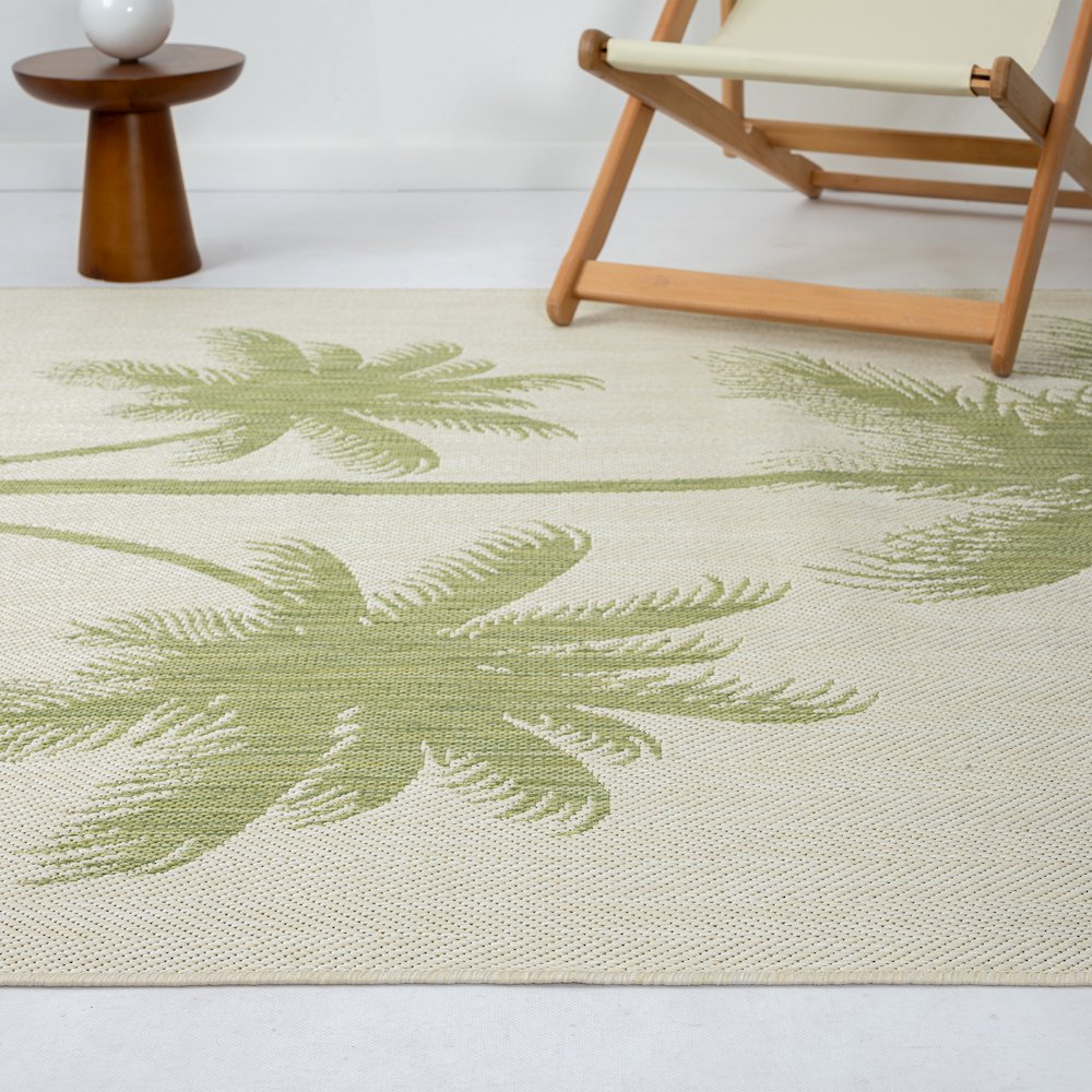 Catalina Durable Performance Area Rug Outdoor in Green/Beige, 5' x 7'. Picture 7