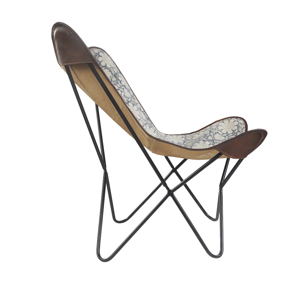 Hugh Iron Chair in Blue/Cream, 35" L x 30" W x 30" H. Picture 6