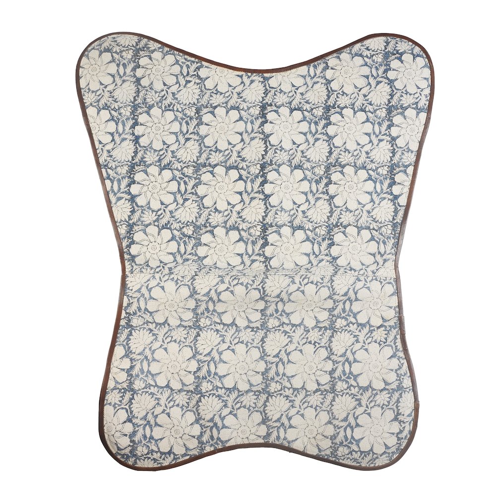 Hugh Iron Chair in Blue/Cream, 35" L x 30" W x 30" H. Picture 9