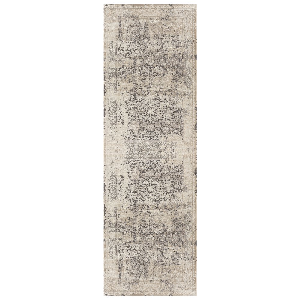 Cheshire Viscose Blend Area Rug Indoor in Gray/Beige, 2' x 7'. Picture 1