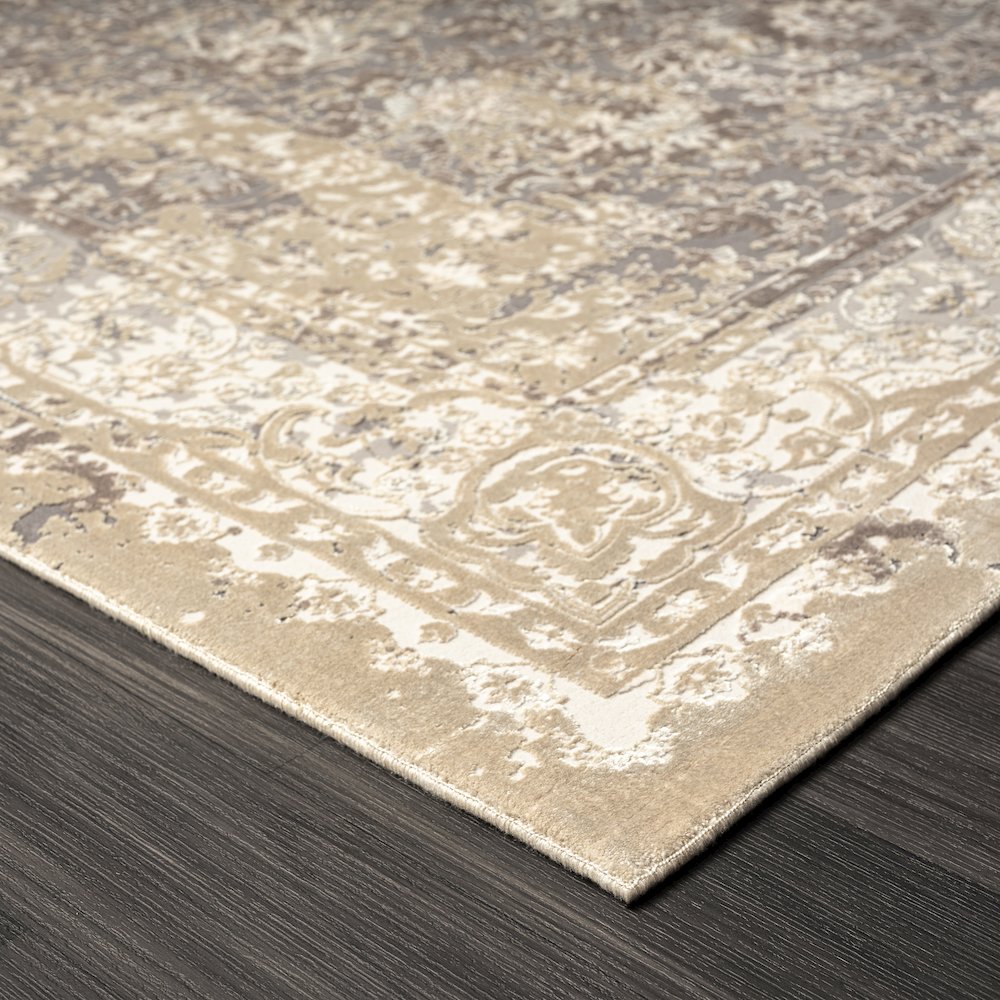 Cheshire Viscose Blend Area Rug Indoor in Gray/Beige, 2' x 7'. Picture 3