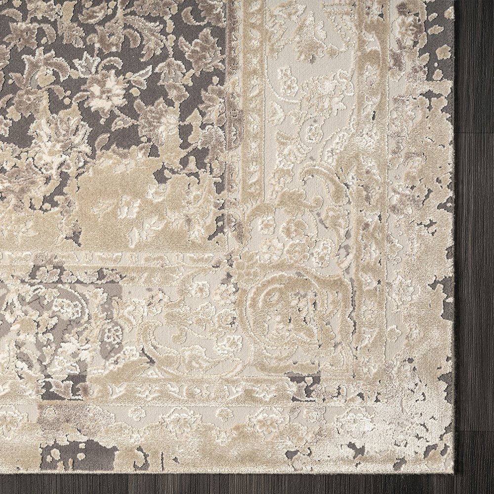 Cheshire Viscose Blend Area Rug Indoor in Gray/Beige, 2' x 7'. Picture 5