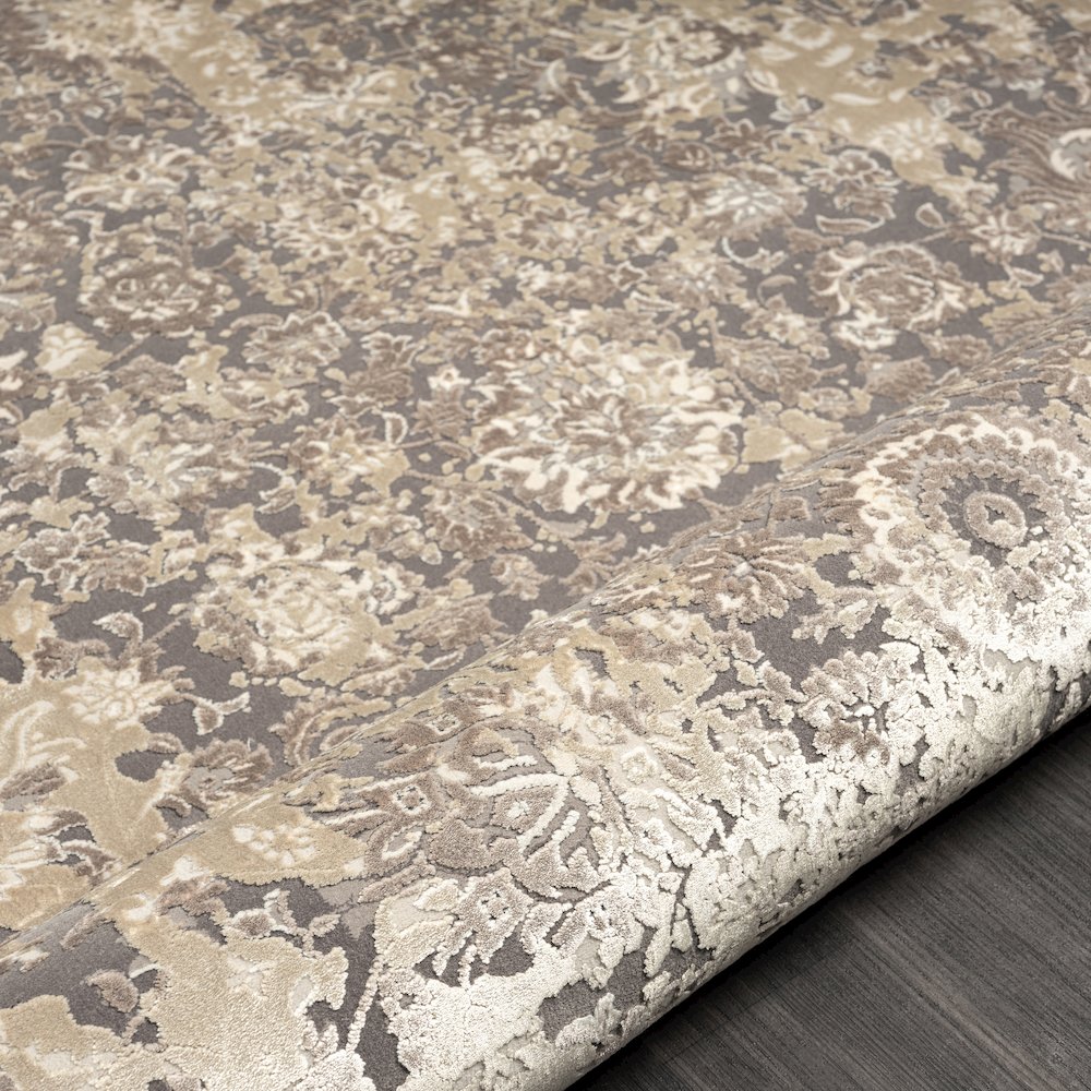 Cheshire Viscose Blend Area Rug Indoor in Gray/Beige, 2' x 7'. Picture 4