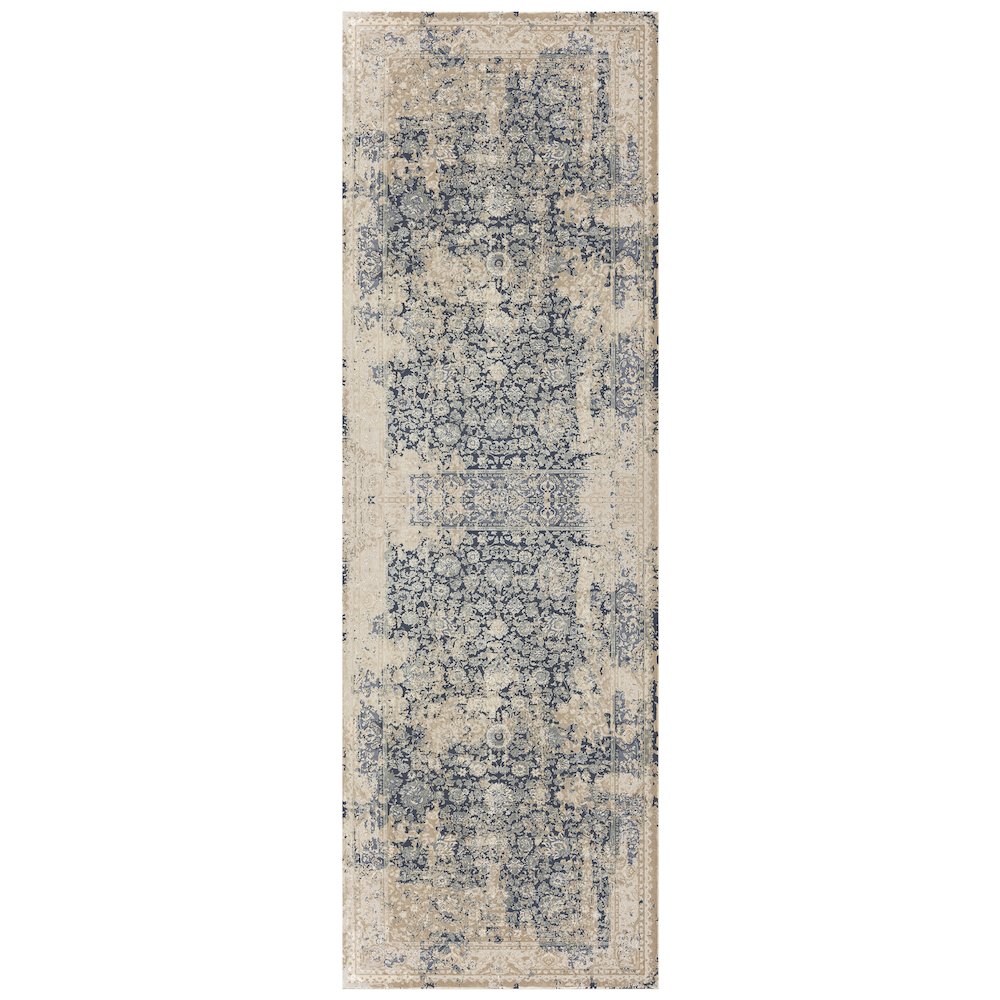 Cheshire Viscose Blend Area Rug Indoor in Blue/Beige, 2' x 7'. Picture 1