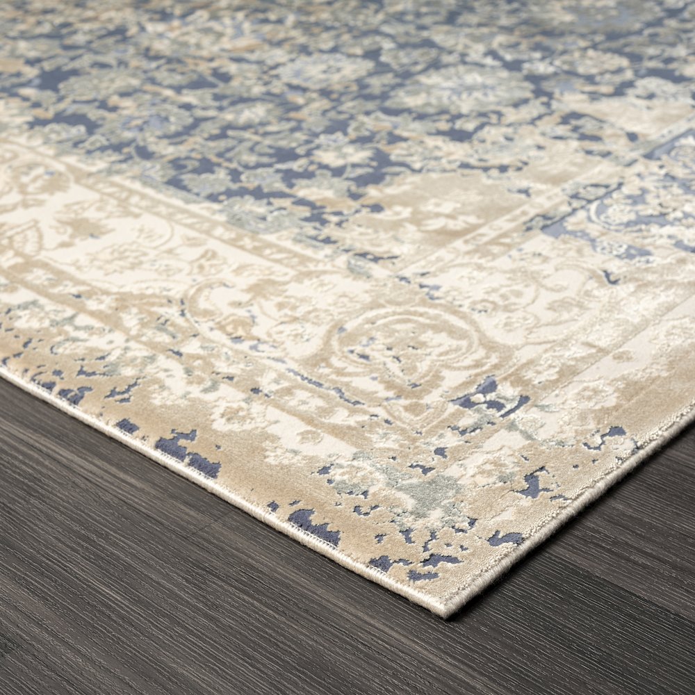 Cheshire Viscose Blend Area Rug Indoor in Blue/Beige, 2' x 7'. Picture 3