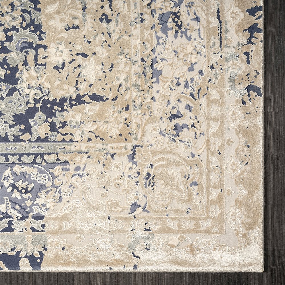 Cheshire Viscose Blend Area Rug Indoor in Blue/Beige, 2' x 7'. Picture 5