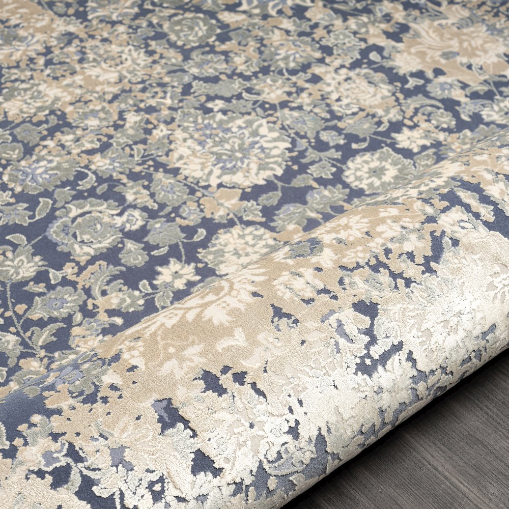 Cheshire Viscose Blend Area Rug Indoor in Blue/Beige, 2' x 7'. Picture 4
