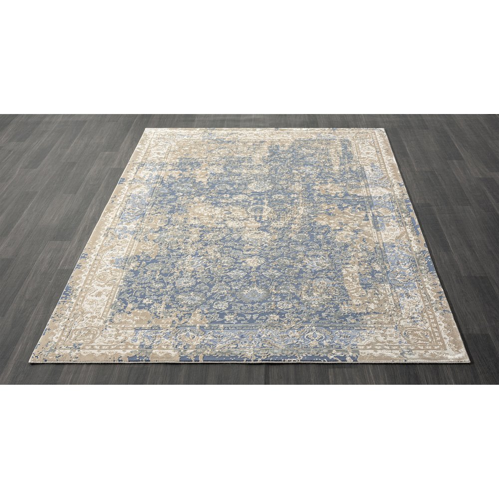 Cheshire Viscose Blend Area Rug Indoor in Blue/Beige, 2' x 7'. Picture 8