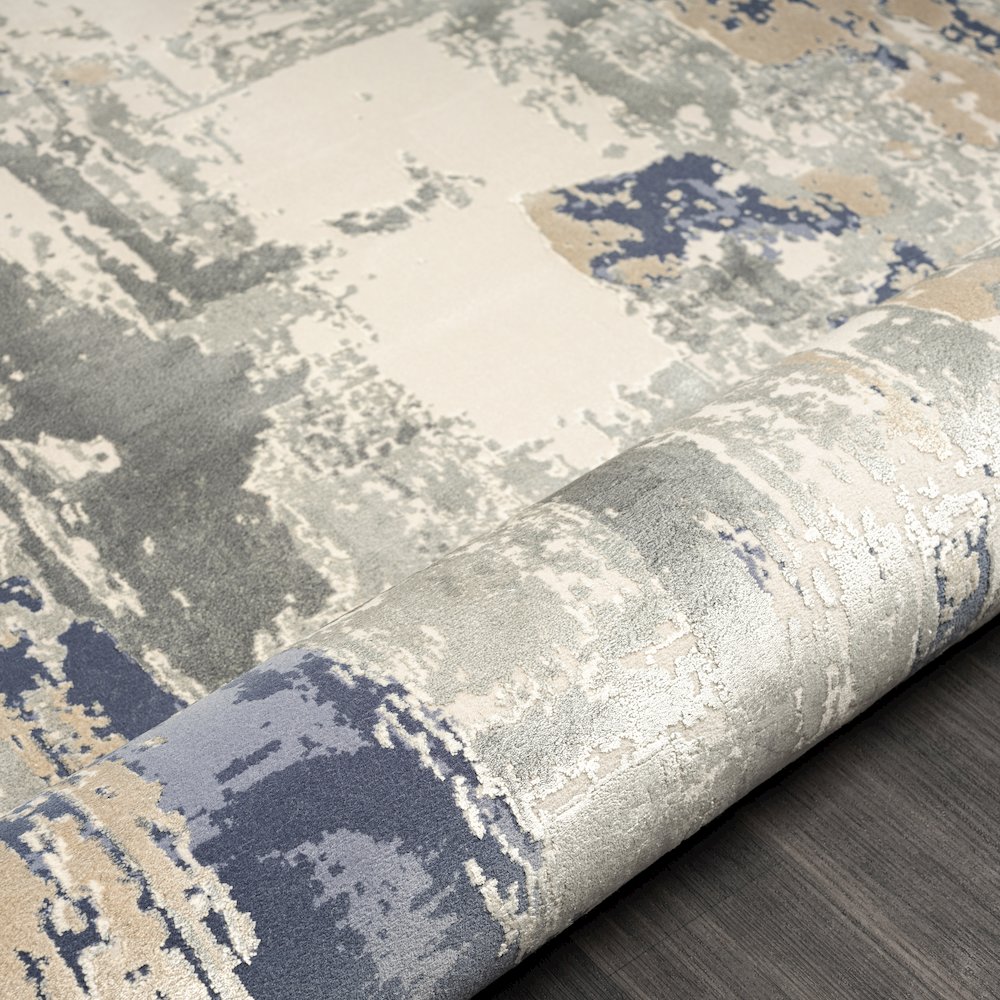 Cheshire Viscose Blend Area Rug Indoor in Blue/Gray, 2' x 7'. Picture 4