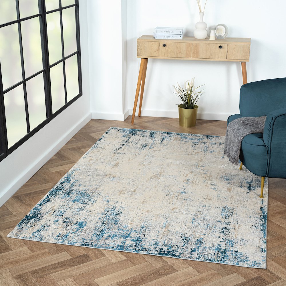 Cheshire Viscose Blend Area Rug Indoor in Gray/Blue, 2' x 3'. Picture 2