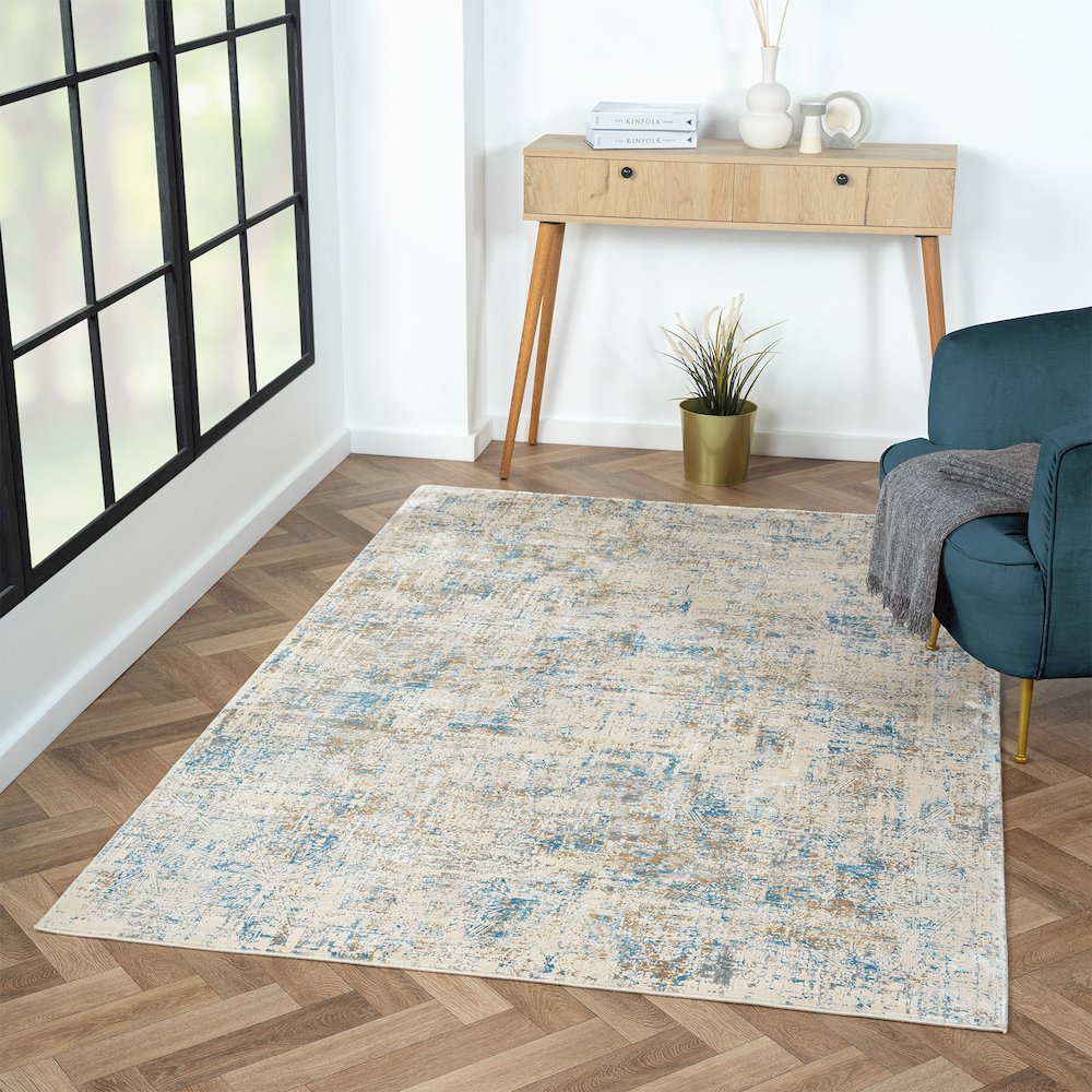 Cheshire Viscose Blend Area Rug Indoor in Blue/Gray, 2' x 3'. Picture 2
