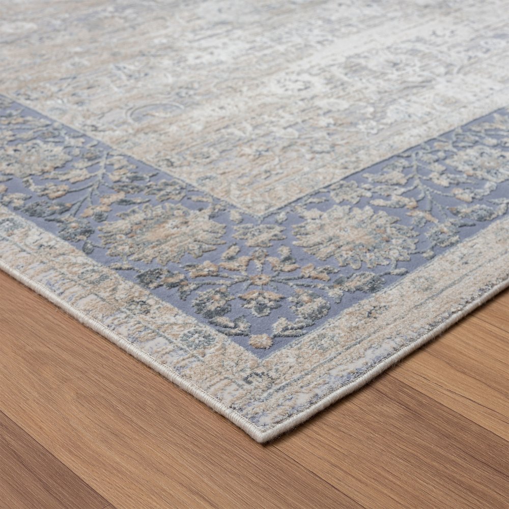 Cheshire Viscose Blend Area Rug Indoor in Blue/Beige, 2' x 3'. Picture 3