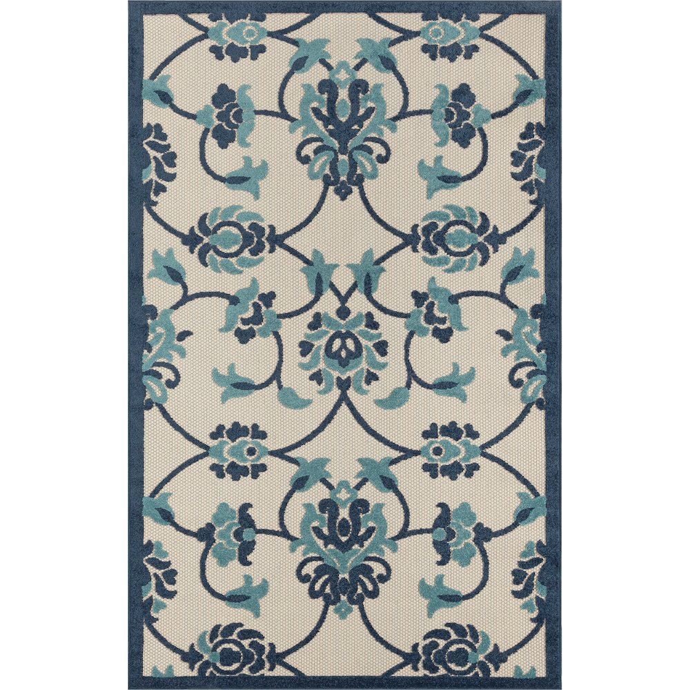 Copa Cabana Durable Performance Area Rug Outdoor in Blue/Beige, 7'10" x 9'10". Picture 1