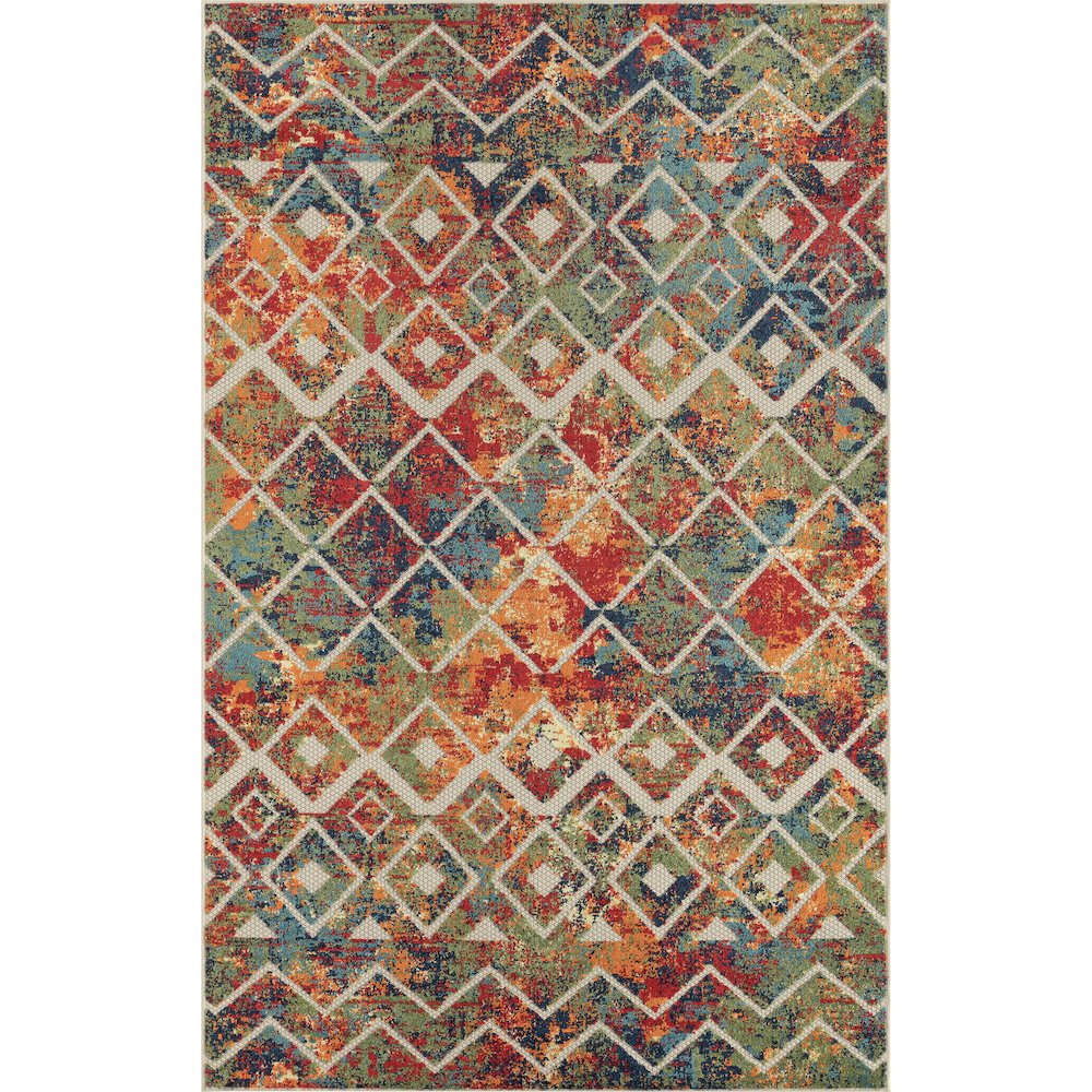 Durable Performance Area Rug Outdoor in Red/Multicolored, 7'10" x 9'10". Picture 1
