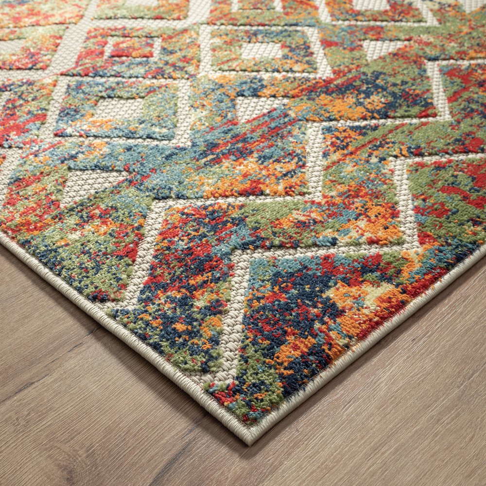 Copa Cabana Durable Performance Area Rug Outdoor in Red/Multicolored, 2' x 3'. Picture 6