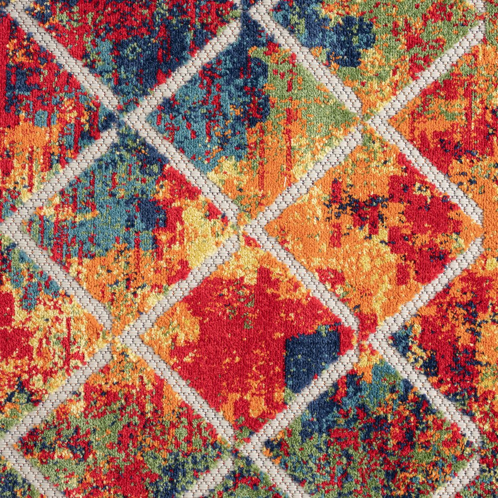 Copa Cabana Durable Performance Area Rug Outdoor in Red/Multicolored, 5'3" Round. Picture 7