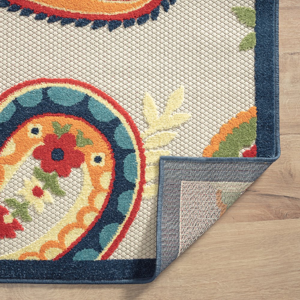 Durable Performance Area Rug Outdoor in Blue/Multicolored, 3'6" x 5'6". Picture 3
