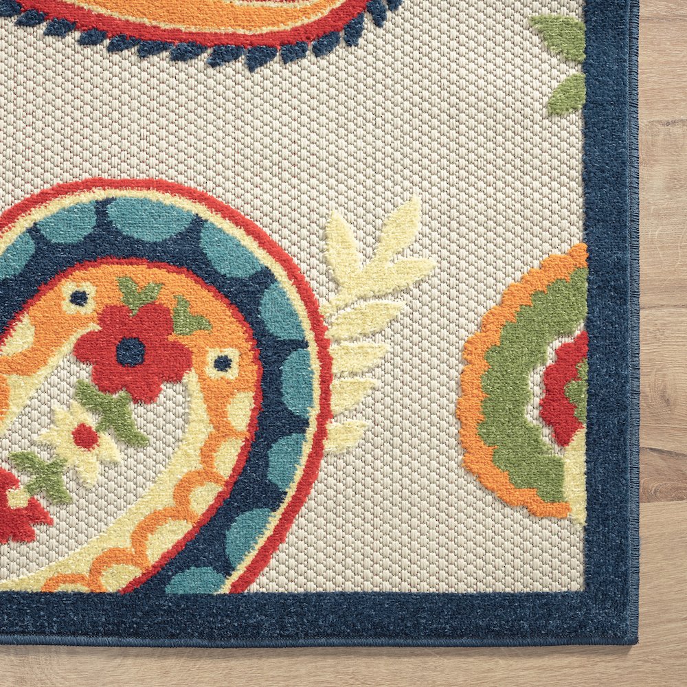 Durable Performance Area Rug Outdoor in Blue/Multicolored, 3'6" x 5'6". Picture 5