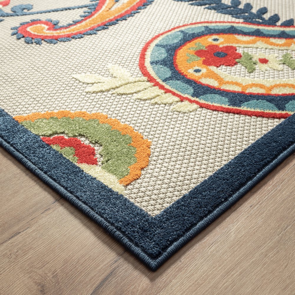 Durable Performance Area Rug Outdoor in Blue/Multicolored, 3'6" x 5'6". Picture 6