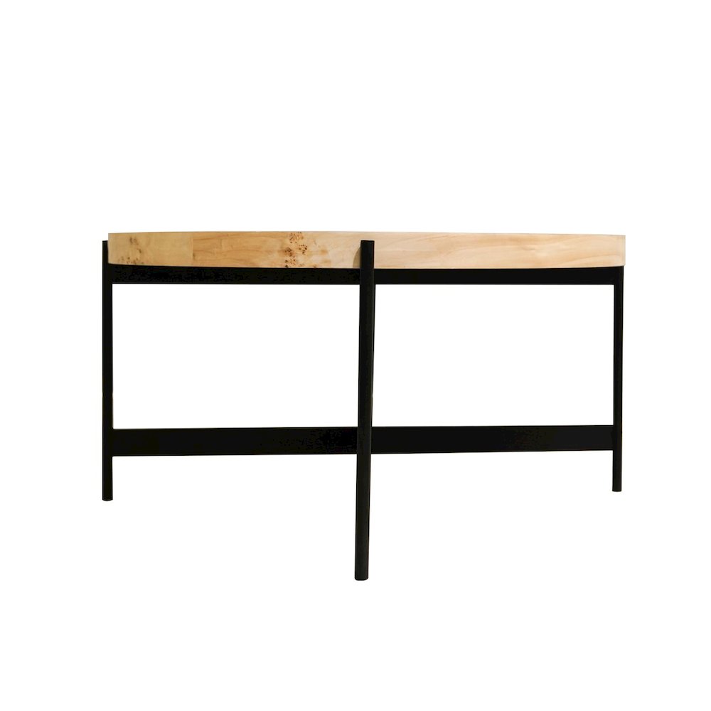 Summerfield Coffee Table Burl Wood Finish in Yellow/Brass, 36" Diameter x 18" H. Picture 3