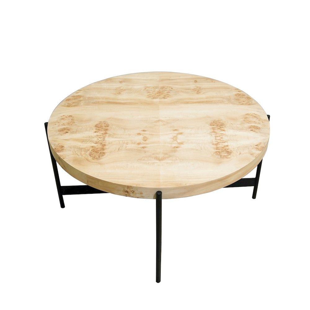 Summerfield Coffee Table Burl Wood Finish in Yellow/Brass, 36" Diameter x 18" H. Picture 7