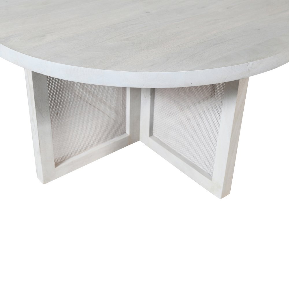 Wyeth Coffee Table White Wash Finish in White, 36" Diameter x 18" H. Picture 4