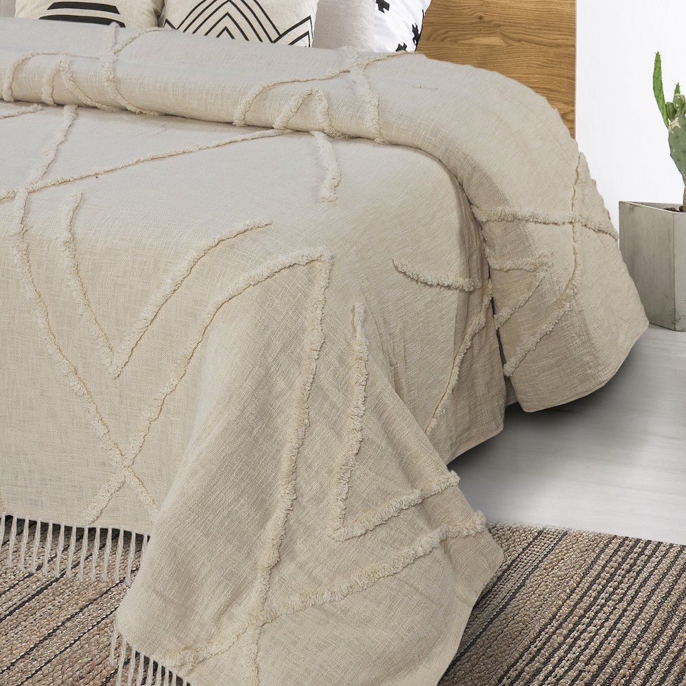 Coverlet Cotton in Ivory 68” x 90”. Picture 8