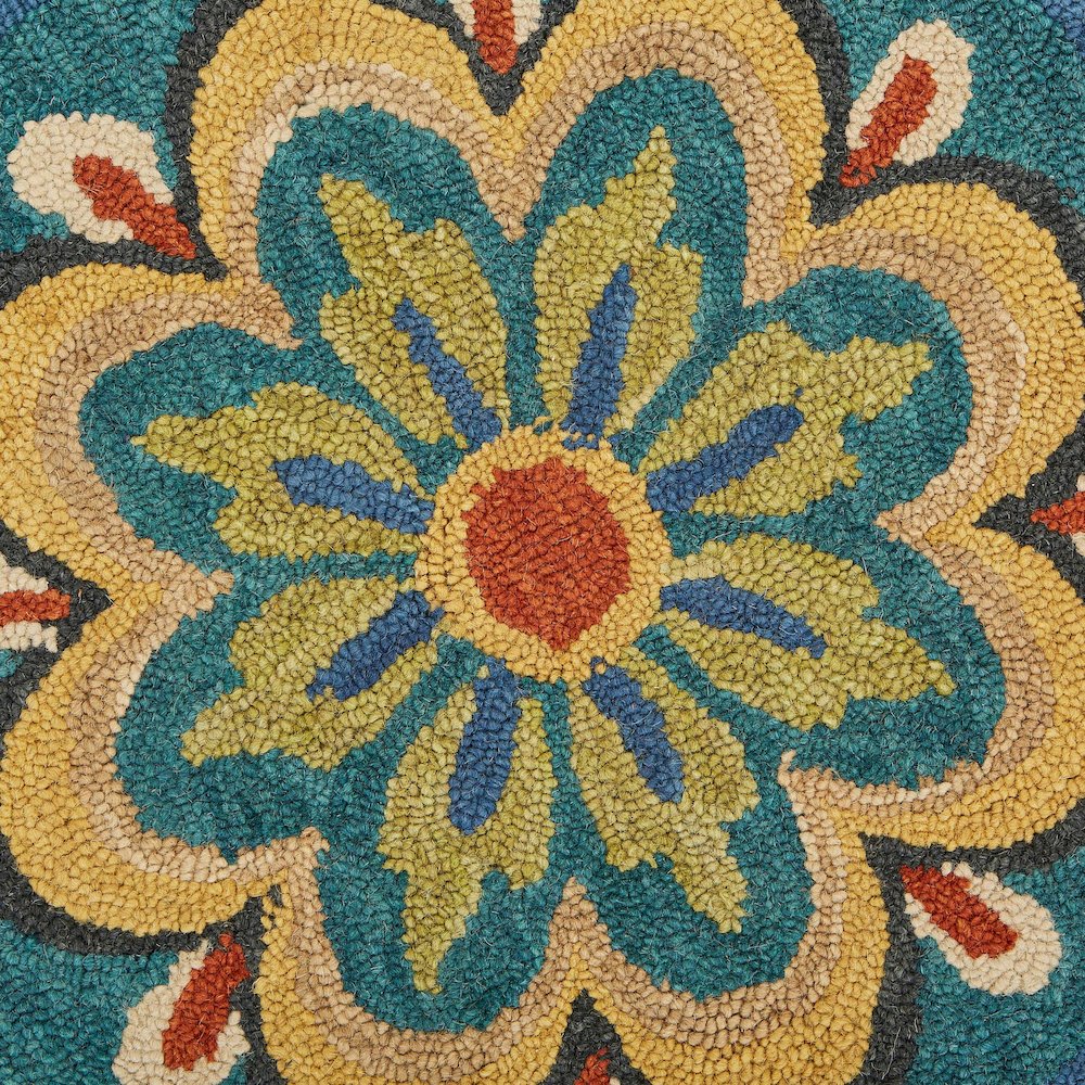 Dazzle Wool Area Rug Indoor in Blue/Multicolored, 4' Round. Picture 2